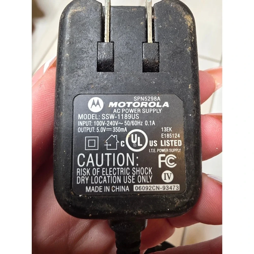 Motorola AC Power Supply Adapter SPN5298A SSW-1189US 5.0V 350mA Black Charger F3